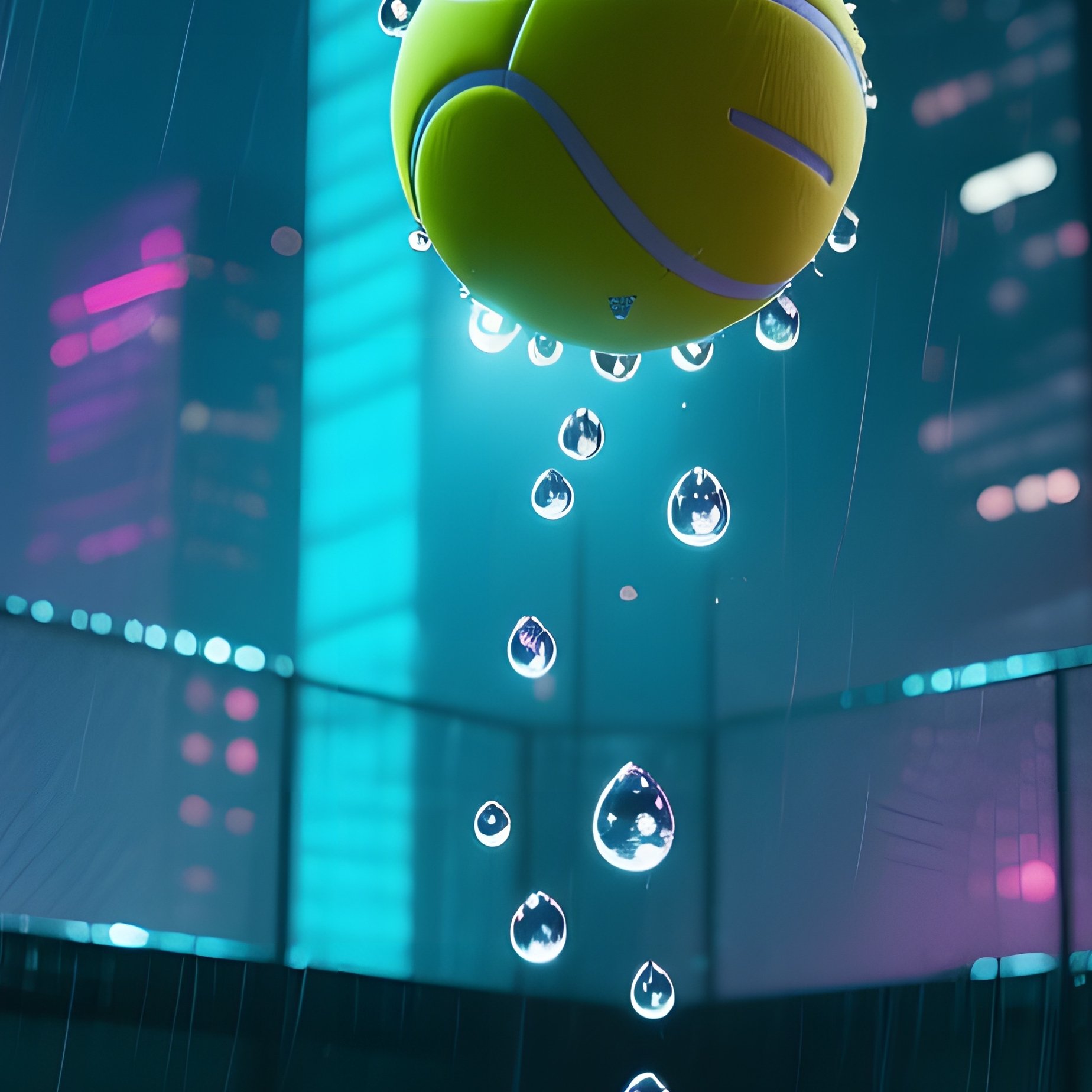 A Dramatic Night Match Under Floodlights On A Rooftop Urban Court, Skyscraper Windows Reflecting - Full Resolution Quality Preview