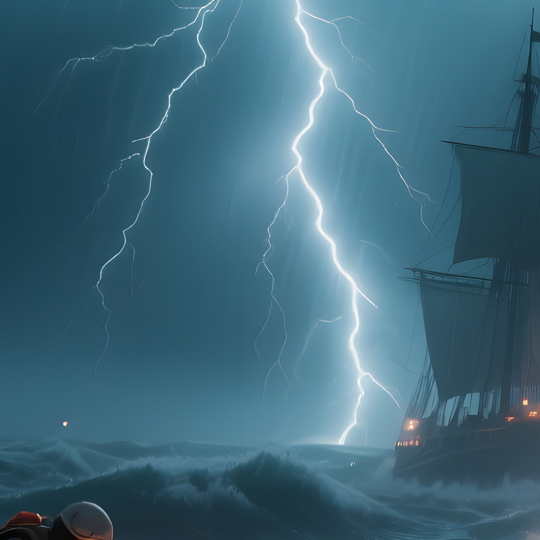 A Dramatic Night Scene Of A Storm‑Tossed Fleet Of Lifeboats Rescuing Sailors, Lanterns Flickering - Full Resolution Quality Preview