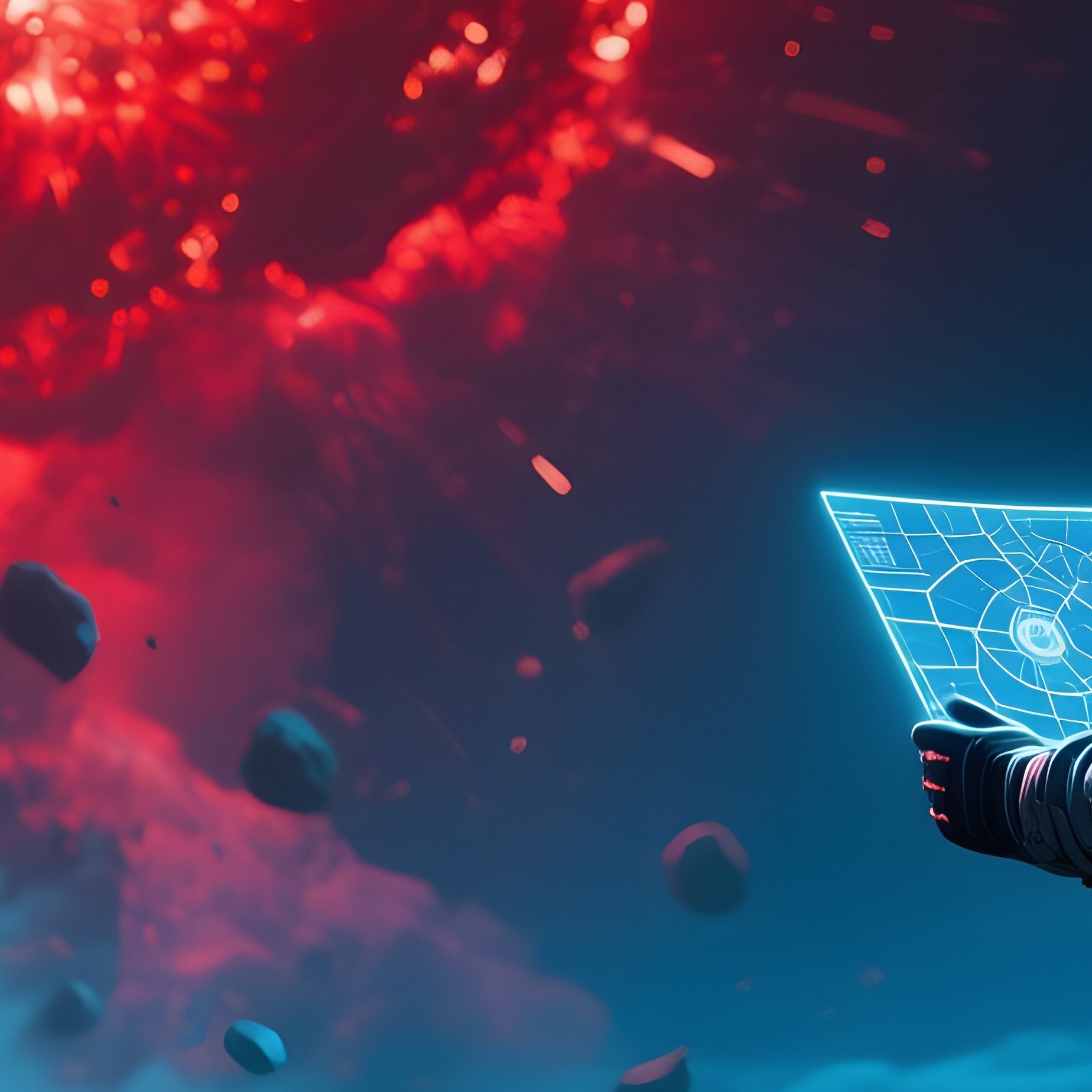 A Dramatic Night Scene Where An Asteroid Field Is Backlit By A Massive Supernova Explosion, - Full Resolution Quality Preview