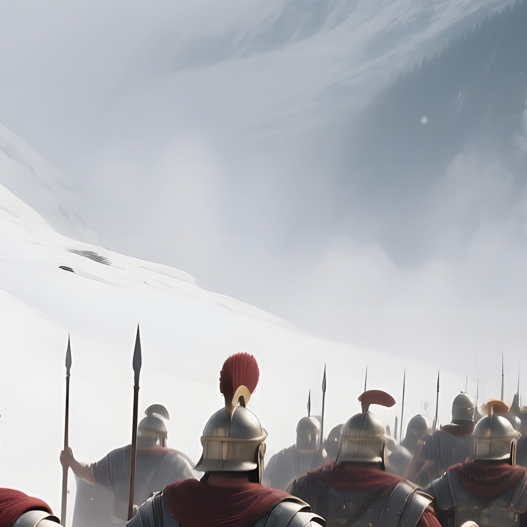 A Dramatic Scene Of A Roman Legion Crossing A Snowy Alpine Pass, Soldiers Trudging Through Deep - Full Resolution Quality Preview