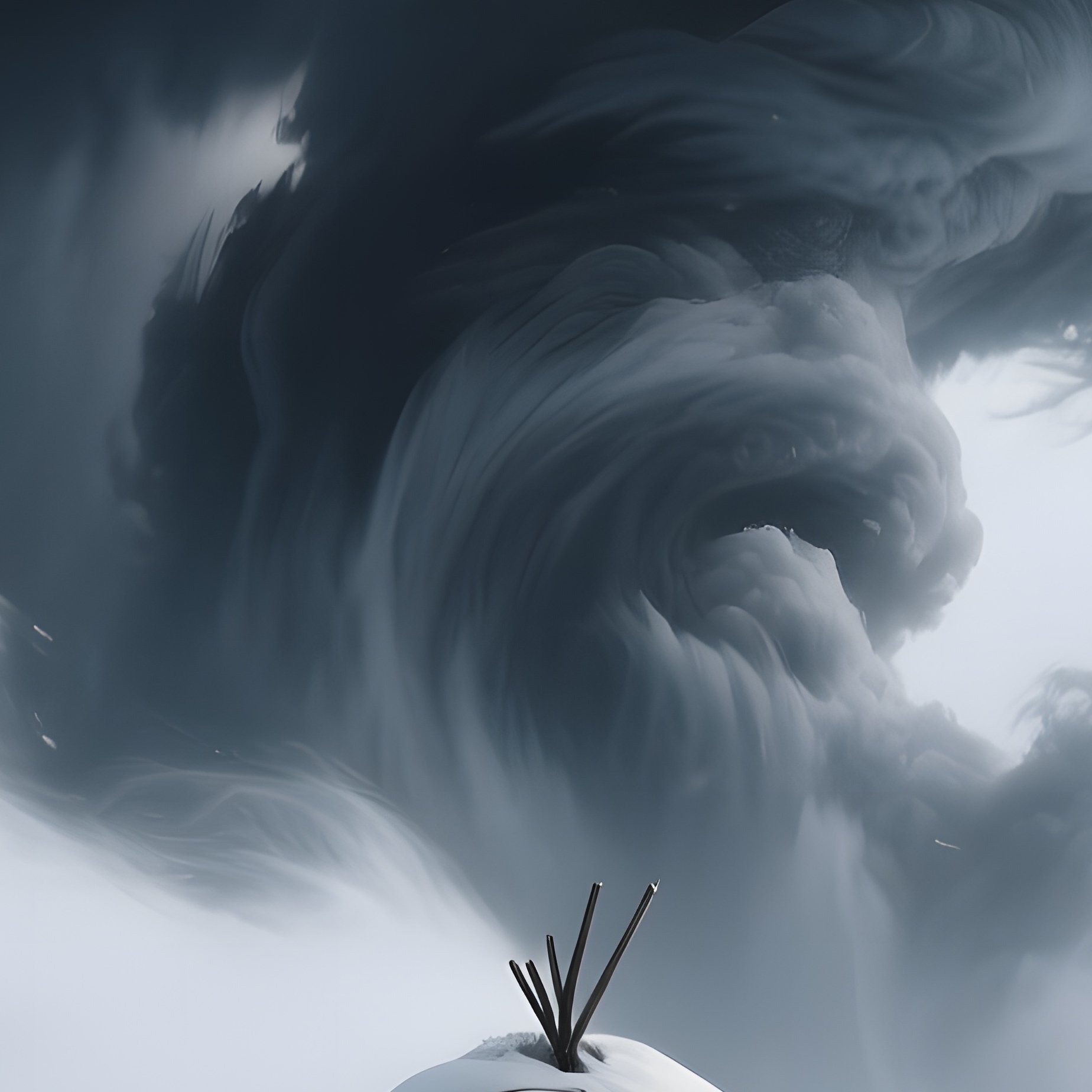 A Dramatic Storm Approaching An Isolated Igloo, Dark Clouds Swirling Overhead While Gusts Whip Snow - Full Resolution Quality Preview