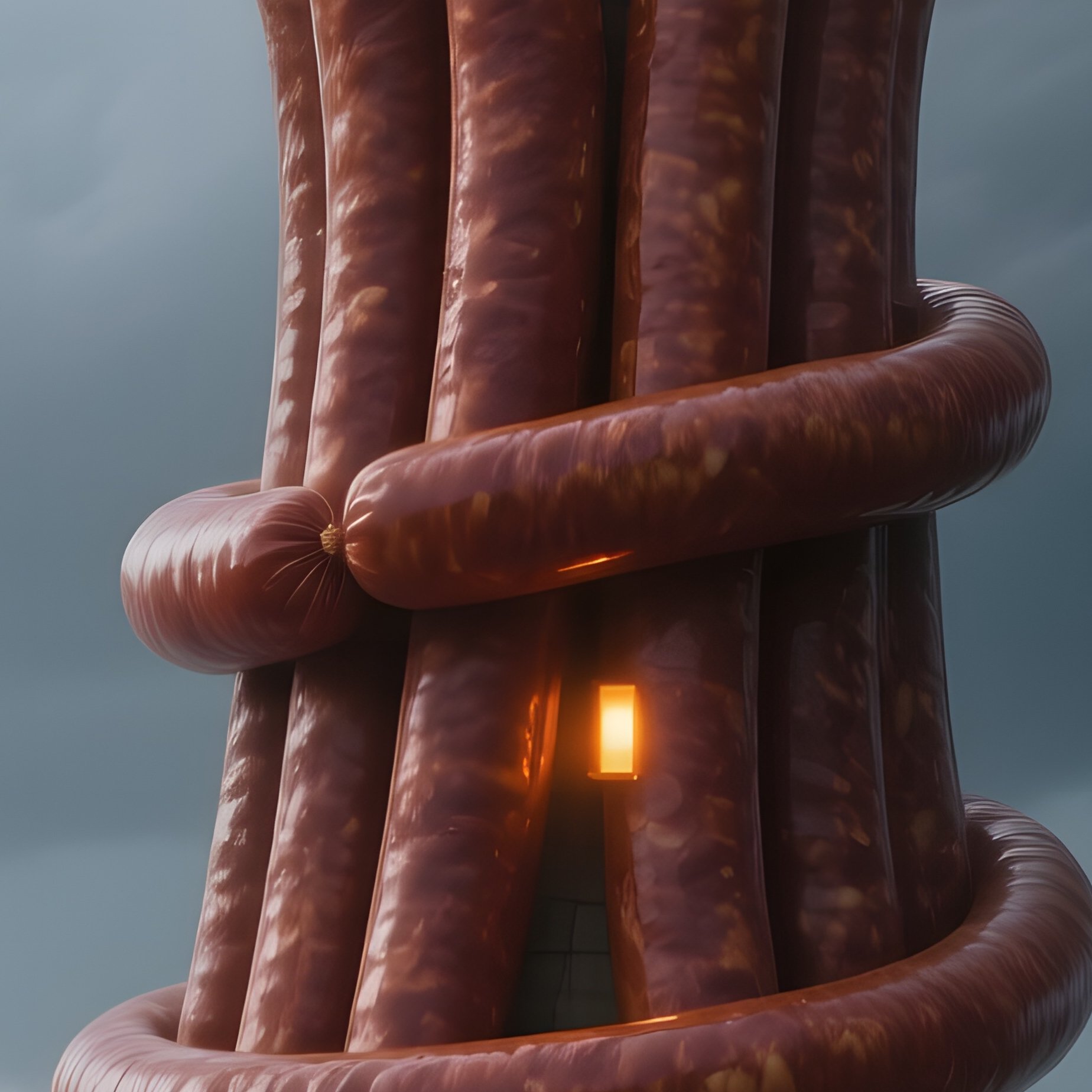 A Dramatic Stormy Coastline With Crashing Waves, Where A Massive Lighthouse Sculpture Is Formed - Full Resolution Quality Preview