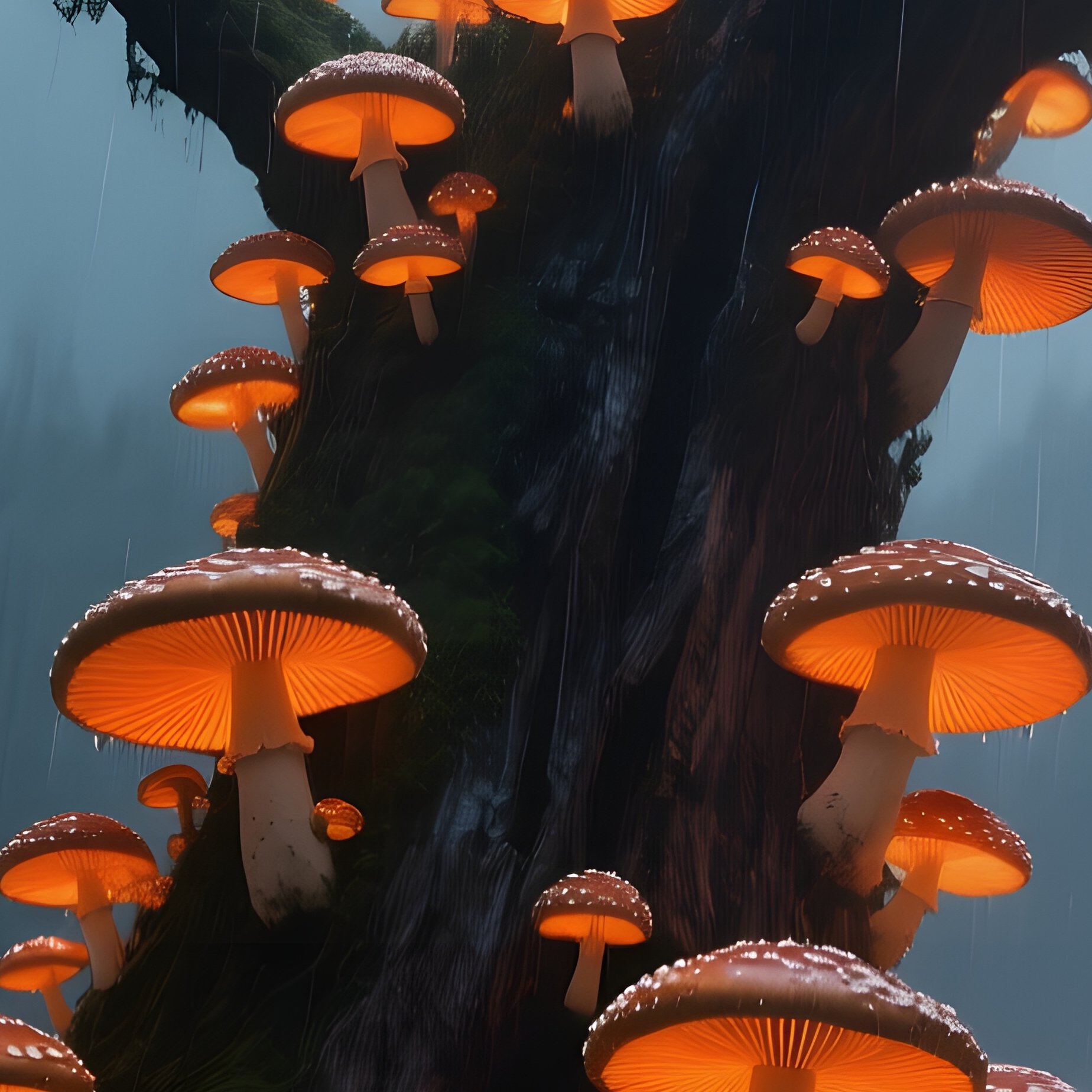 A Dramatic Stormy Scene In The Black Forest, Lightning Striking A Massive Dead Tree Covered In - Full Resolution Quality Preview