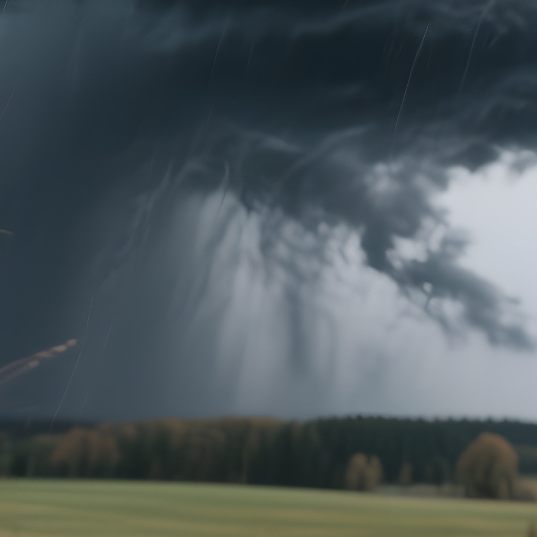 A Dramatic Stormy Sky Over A German Meadow Dotted With Red Fly Agaric Caps, Wind Whipping Leaves, - Full Resolution Quality Preview