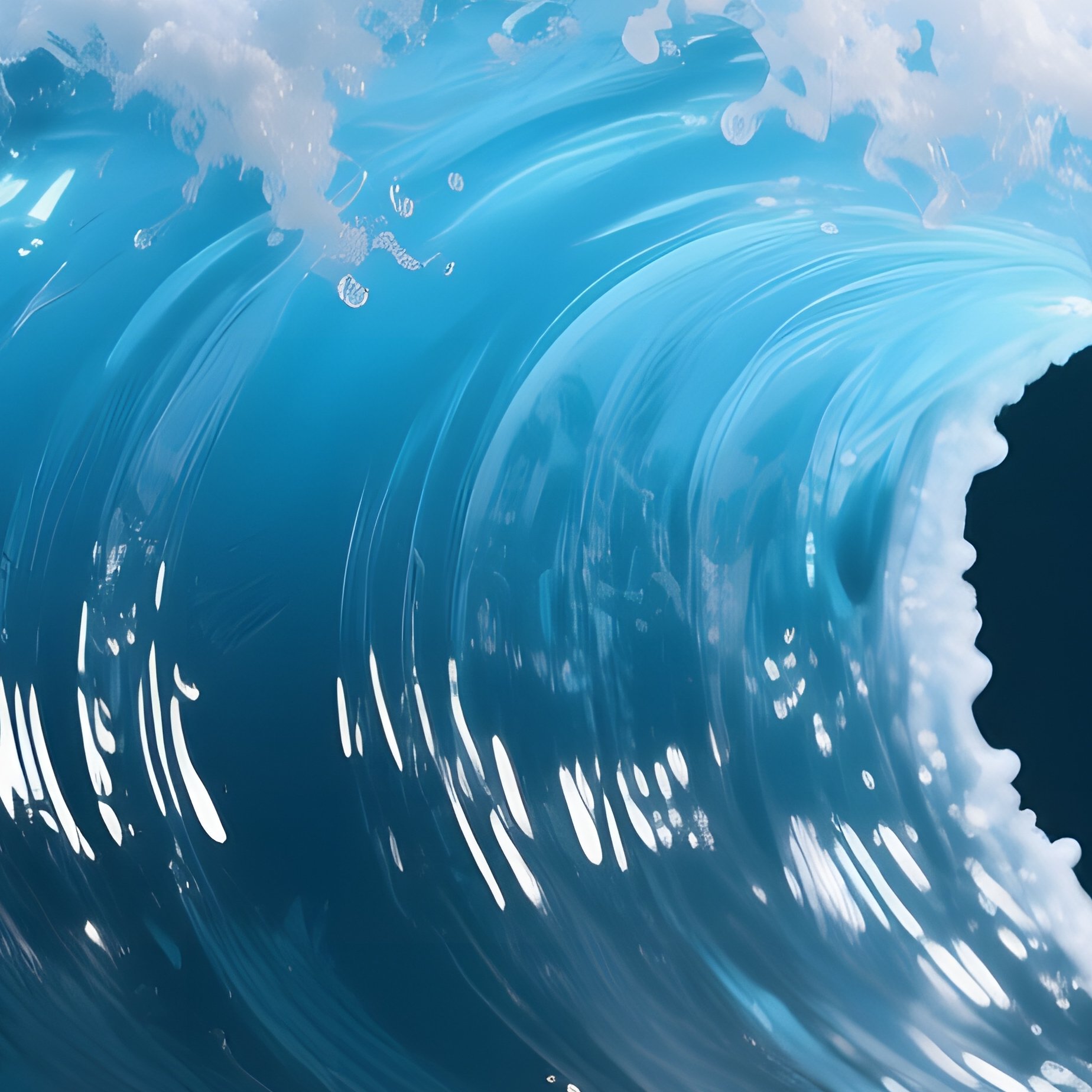 A Dramatic Studio Setup Featuring A Massive Sugar Wave Crashing Onto A Black Sand Floor, - Full Resolution Quality Preview