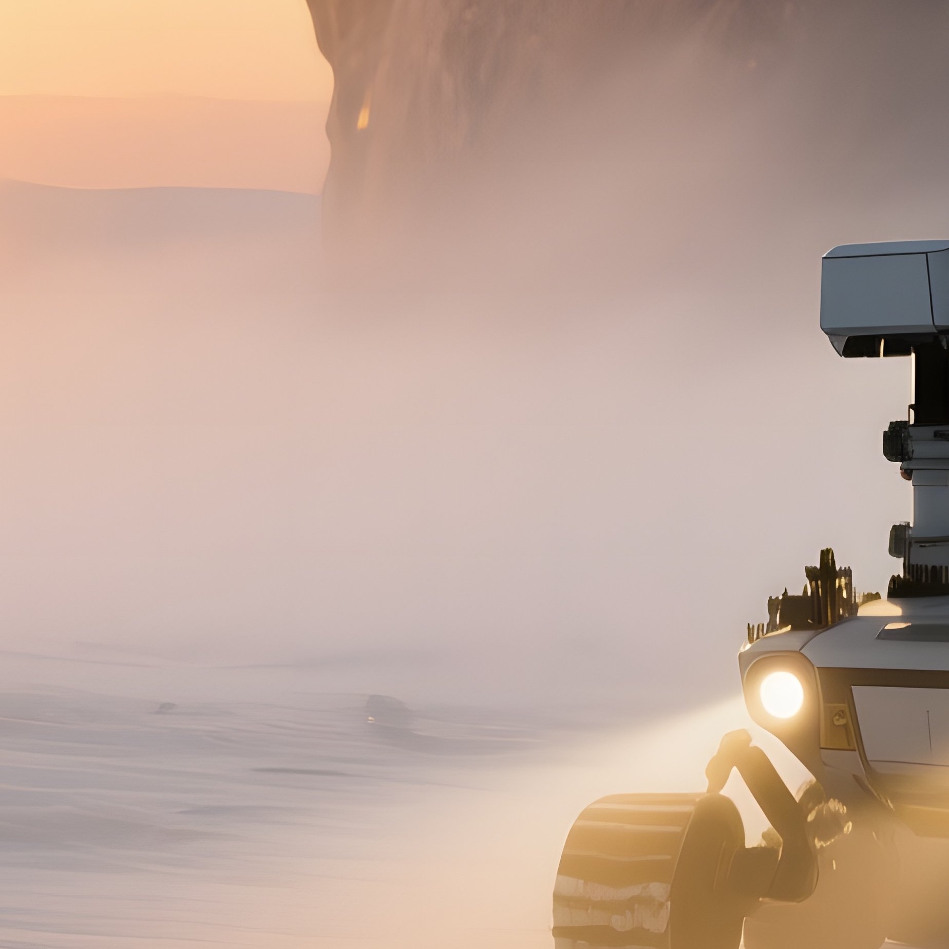 A Dramatic Sunrise On A Frozen Asteroid, Ice Crystals Glittering As They Reflect Golden Light, - Full Resolution Quality Preview