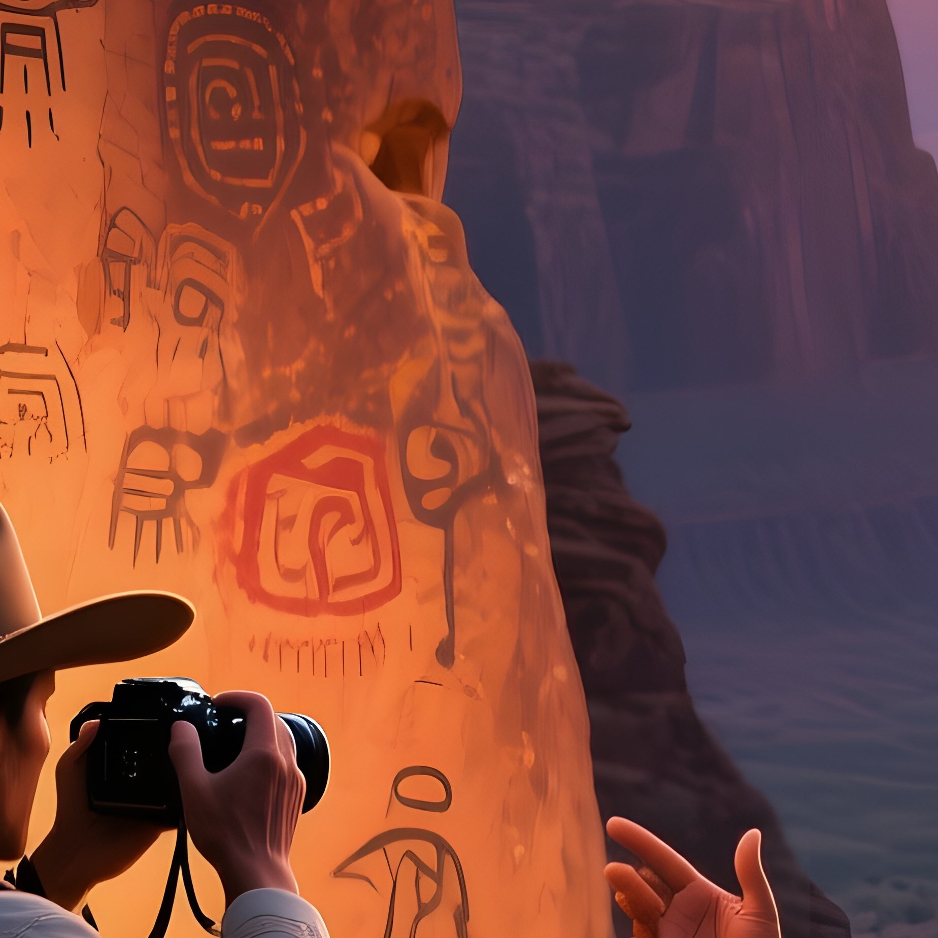 A Dramatic Sunrise Over A Canyon With Ancient Petroglyphs, Colors Exploding Across Stone Faces, A - Full Resolution Quality Preview