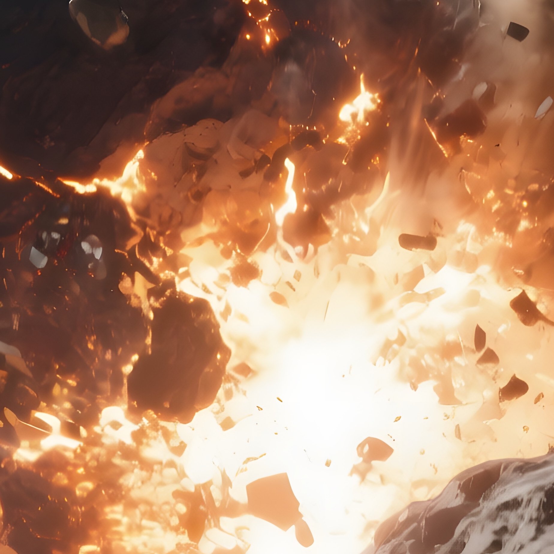 A Dramatic View Of A Massive Asteroid Colliding With A Smaller One, Creating A Shockwave Of Dust - Full Resolution Quality Preview