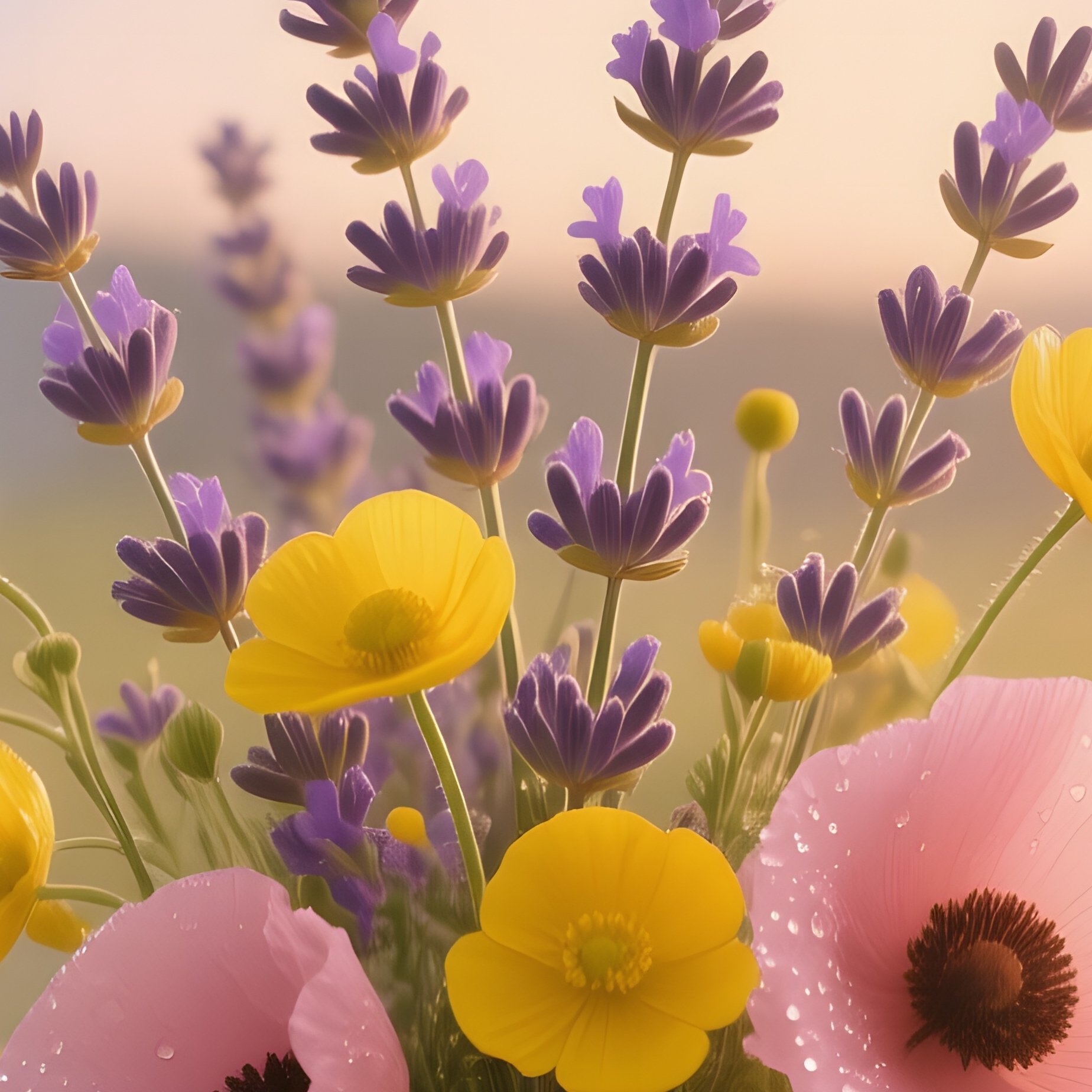 A Dreamy Meadow At Golden Hour, With A Floating Glass Orb Suspended By Invisible Wires Containing A - Full Resolution Quality Preview