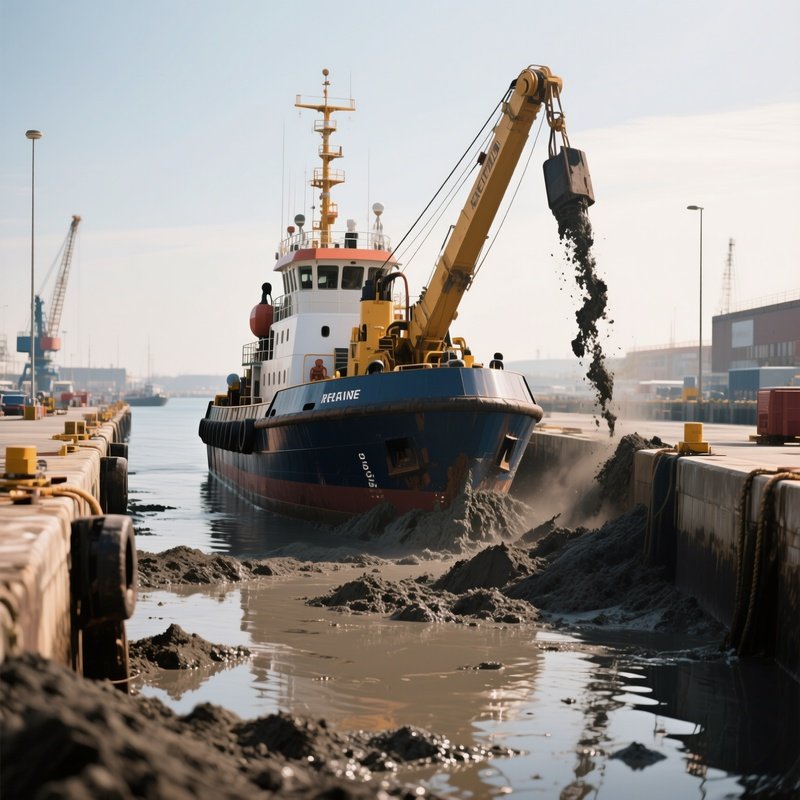 A Dredger Vessel Removing Sediment From A Harbor Channel