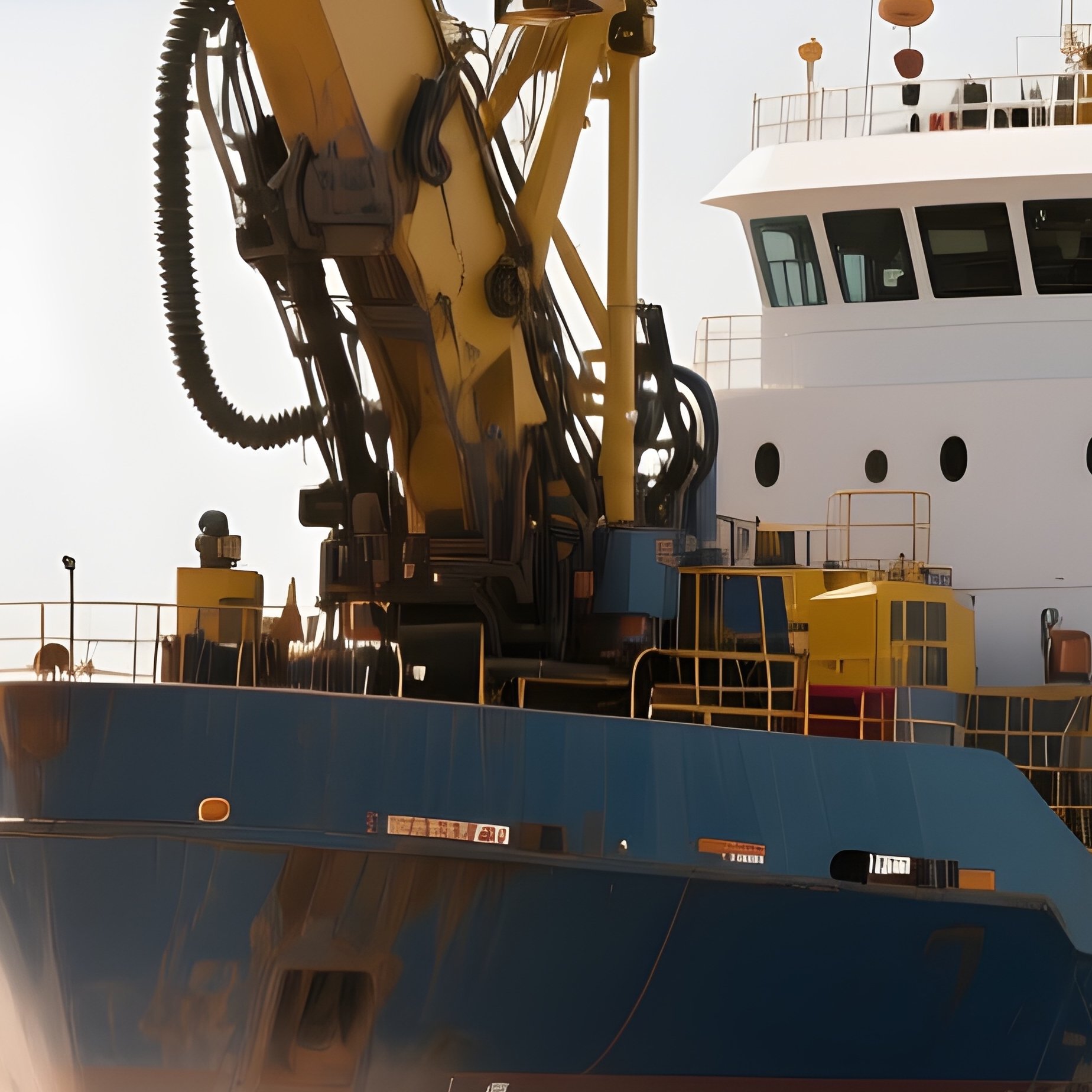 A Dredging Ship Pumping Sand Near A Coastal Work Zone - Full Resolution Quality Preview