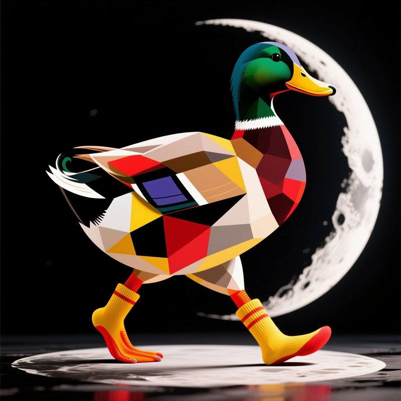 A Duck Wearing Socks And Moonwalking Abstract