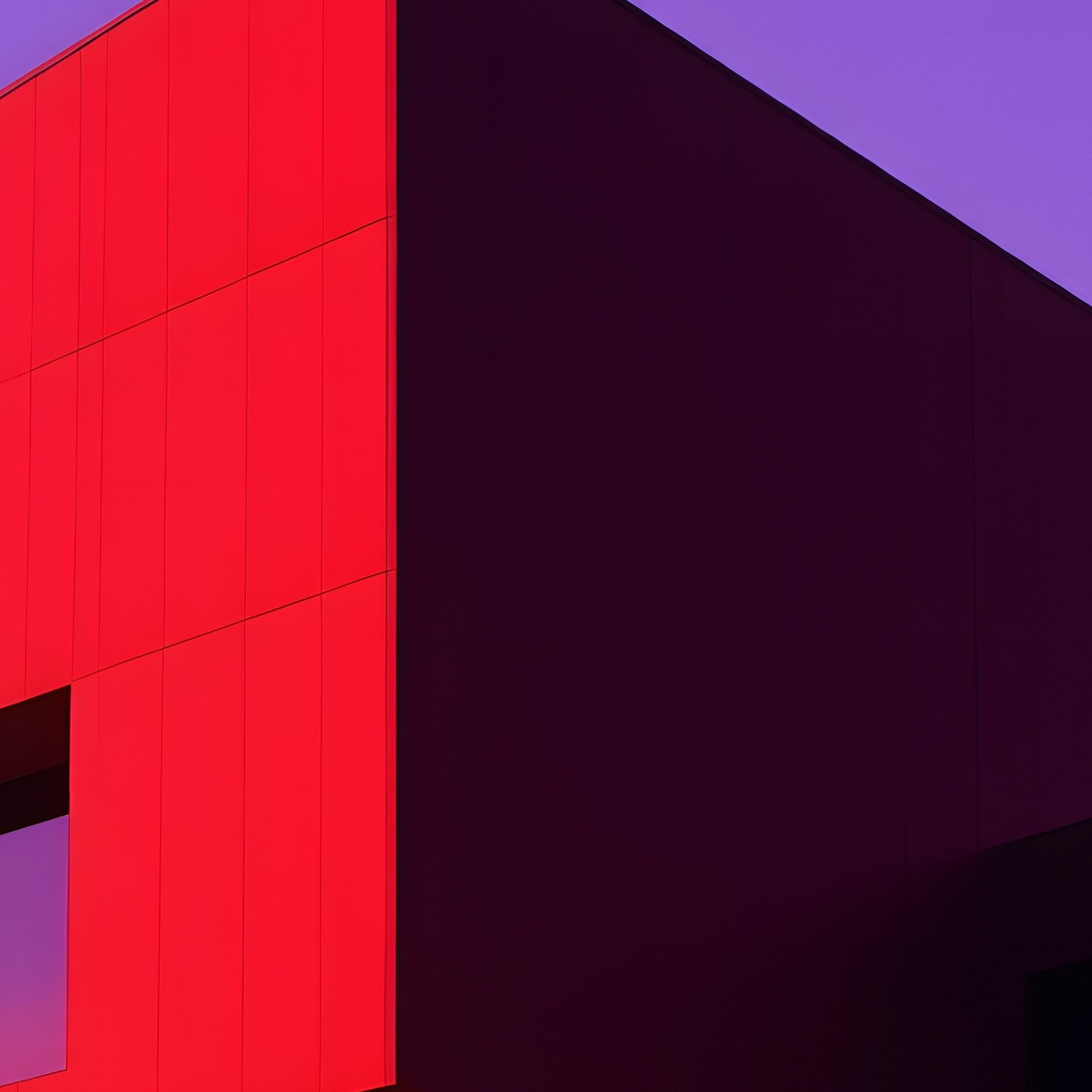 A Dusk Scene Of A Bold Red Geometric Building Perched On A Hilltop, Its Silhouette Stark Against A - Full Resolution Quality Preview