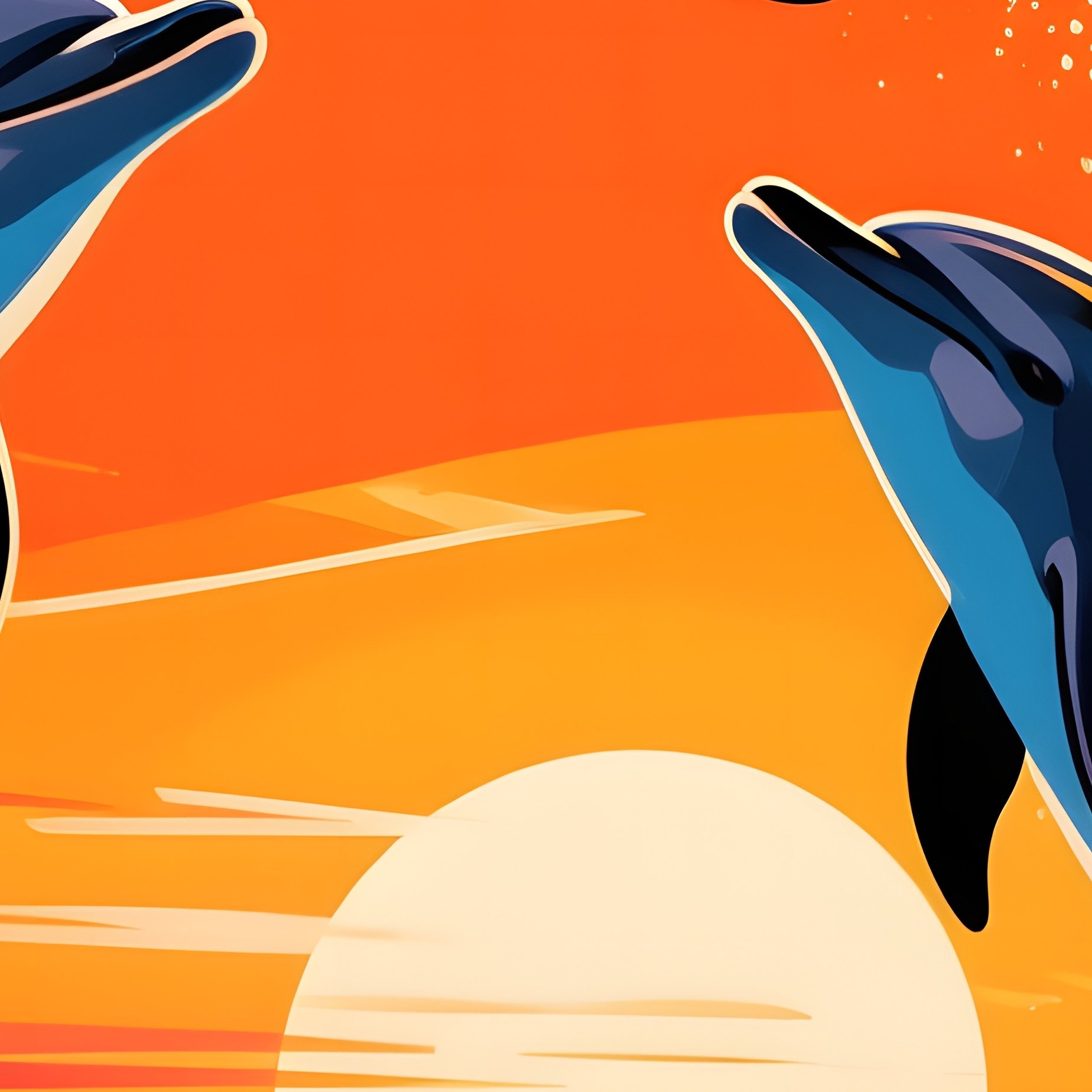 A Dynamic Scene At Sunset Where Dolphins Perform Acrobatic Maneuvers, Their Bodies And The - Full Resolution Quality Preview