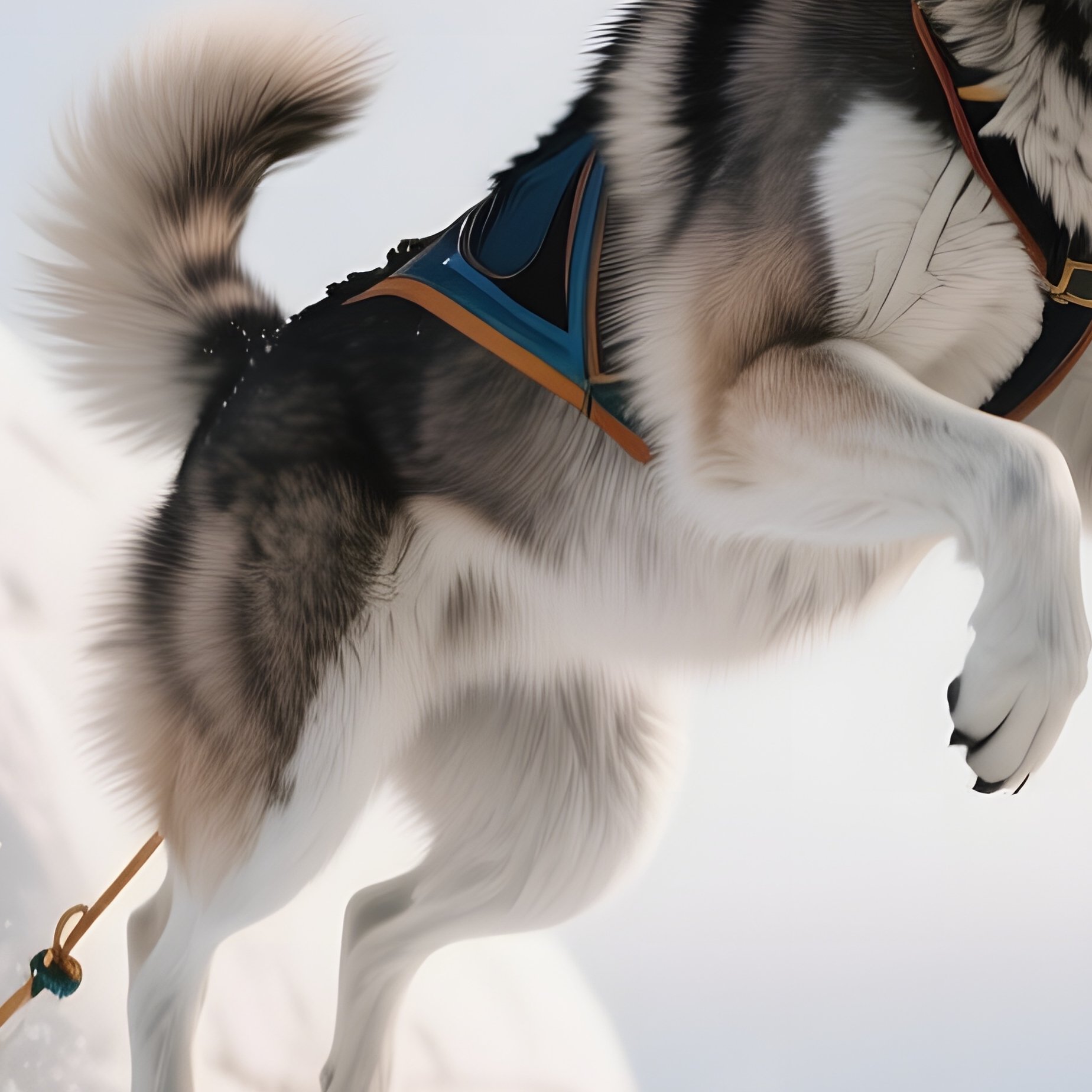 A Dynamic Shot Of An Eskimo Sled Dog Leaping Over A Snow Mound Near An Igloo Entrance, Muscles - Full Resolution Quality Preview