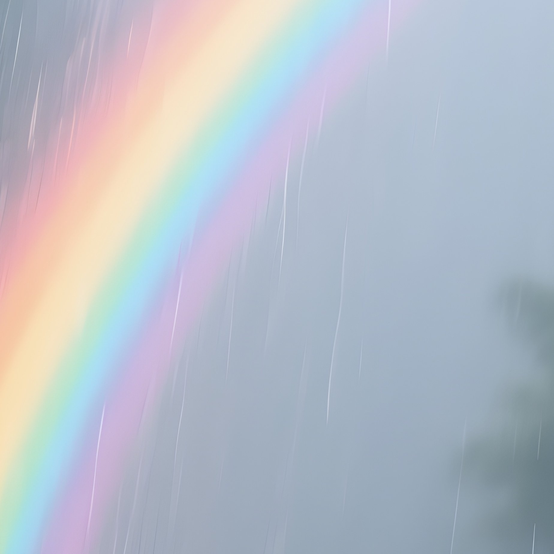 A Faint Rainbow Appearing Between Drifting Rain Curtains - Full Resolution Quality Preview