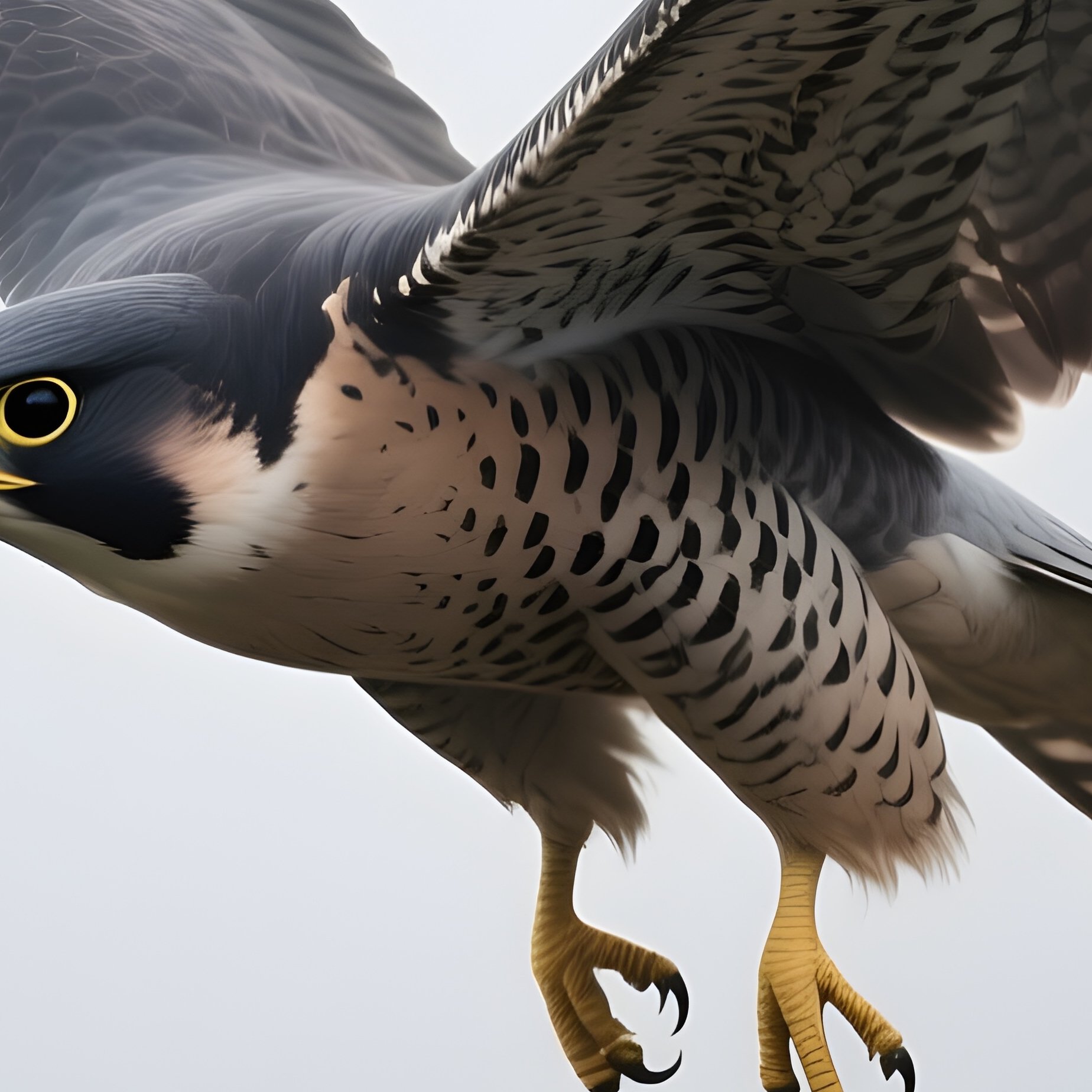 A Falcon Emerging From Dense Fog Mid Flight. - Full Resolution Quality Preview