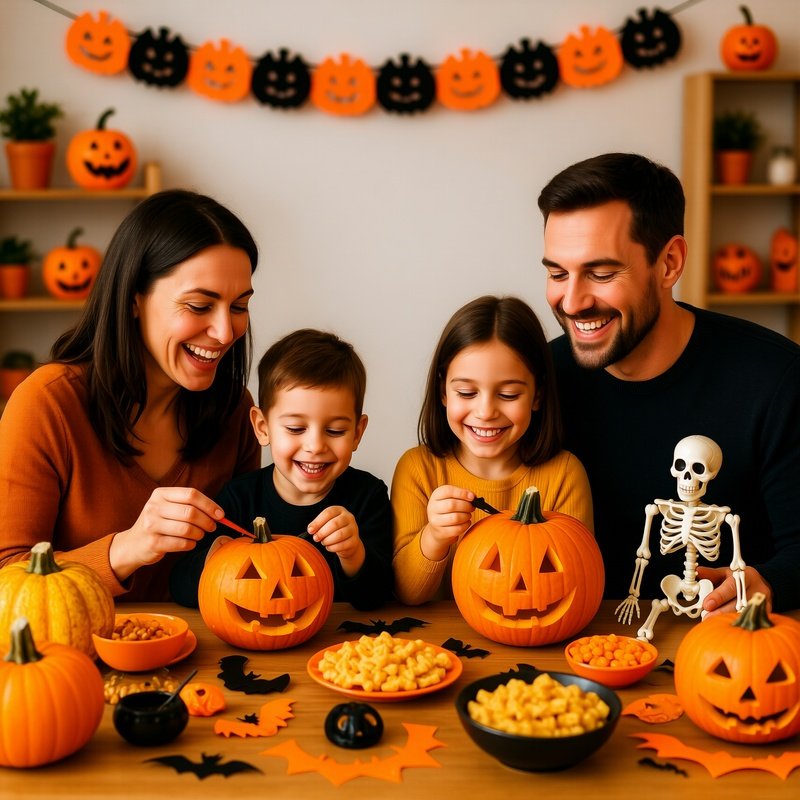A Family Engaged In A Halloween Activity Halloween Family