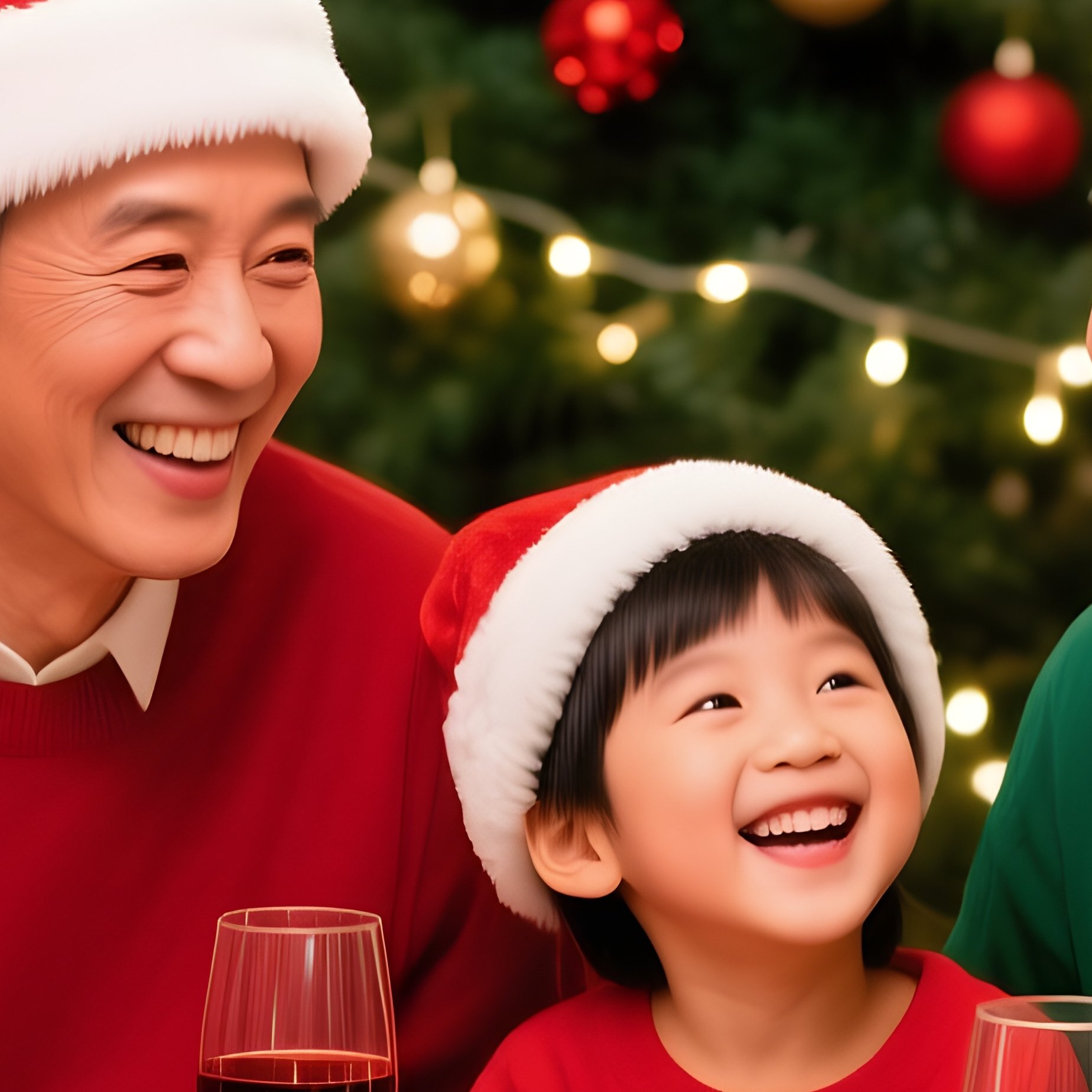 A Family Gathered For A Christmas Meal Christmas Family - Full Resolution Quality Preview