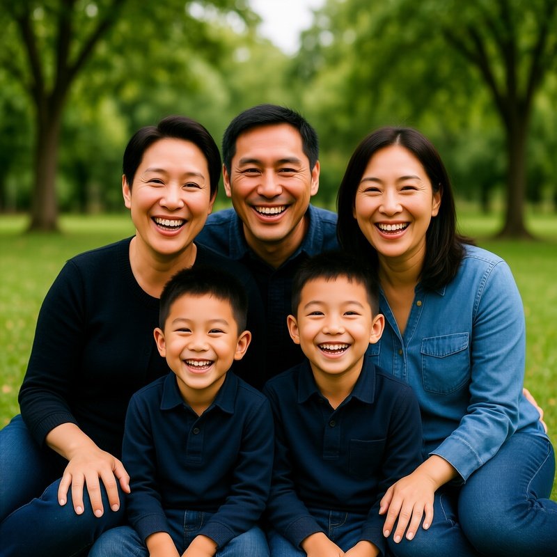 A Family Group Posing Together Outdoors Family Outdoors