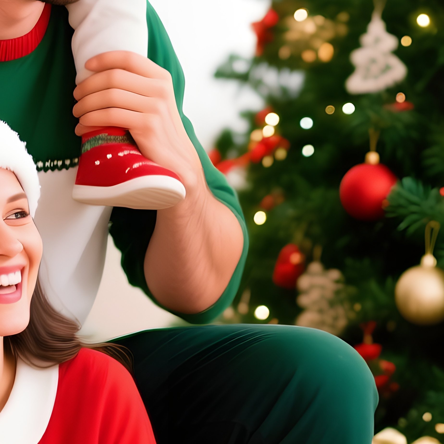 A Family Of Four Celebrating Christmas Christmas Family - Full Resolution Quality Preview