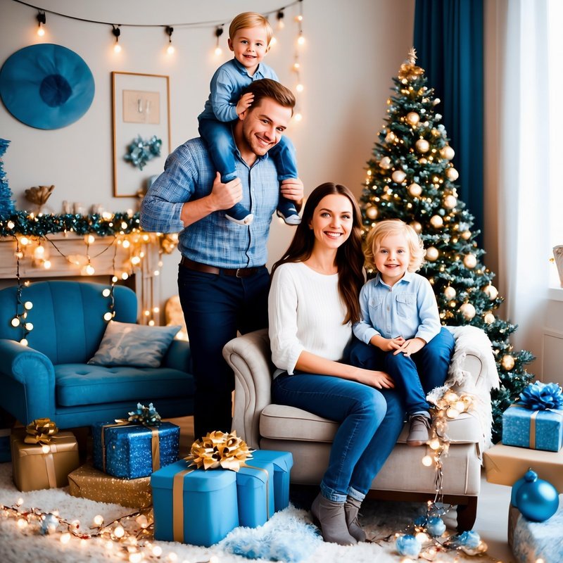 A Family Of Four Celebrating Christmas Christmas Family