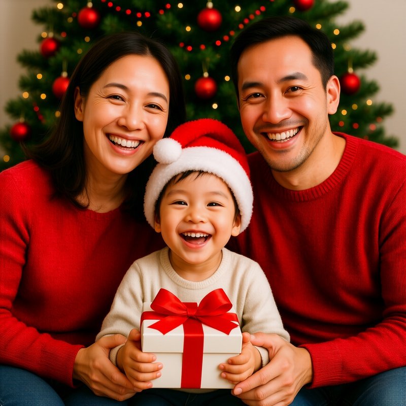 A Family Of Three Celebrating Christmas Christmas Family