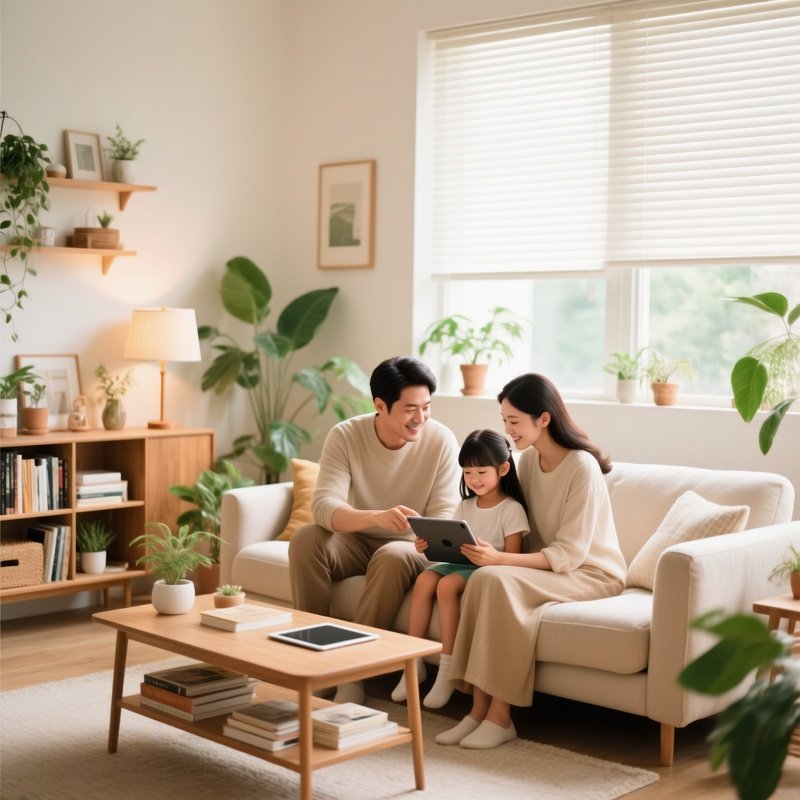 A Family Of Three Engaging In A Digital Activity Family Living