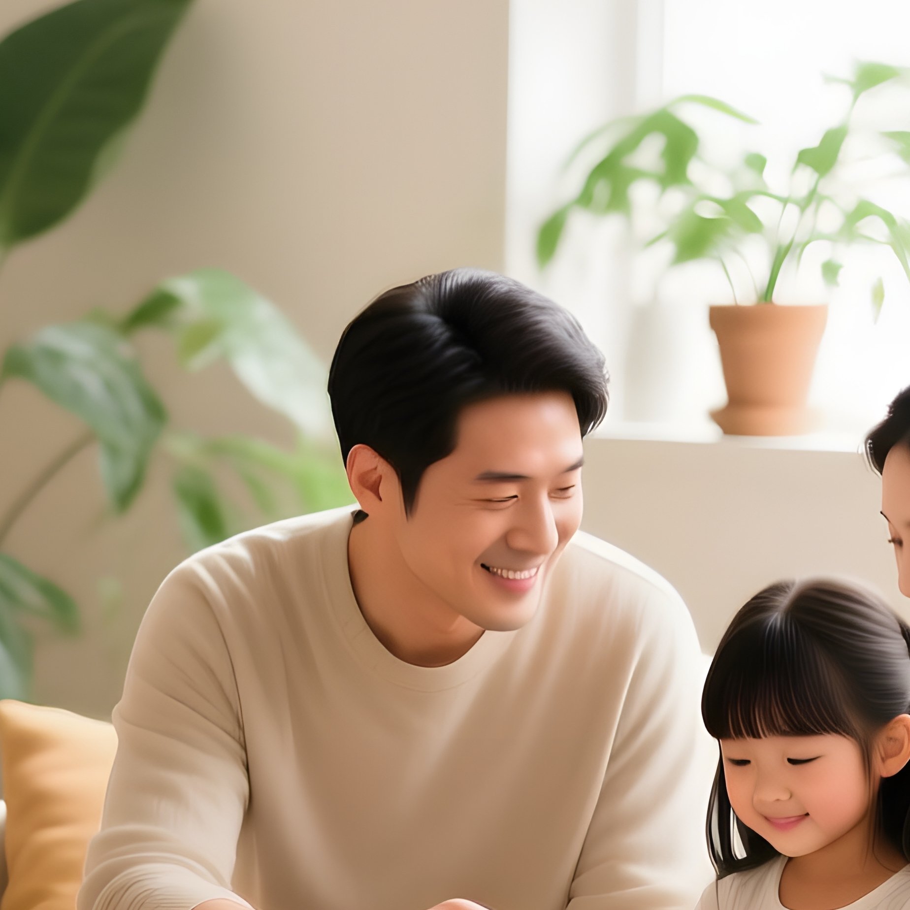 A Family Of Three Engaging In A Digital Activity Family Living - Full Resolution Quality Preview