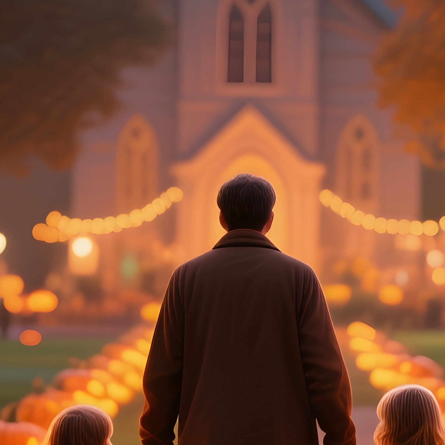 A Family Walking Through A Halloween Themed Scene Halloween Family - Full Resolution Quality Preview