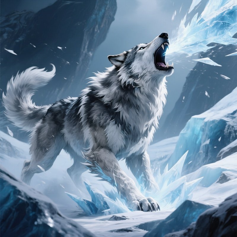 A Fantasy Story With The Glacier Wolf Howling Before A Finisher