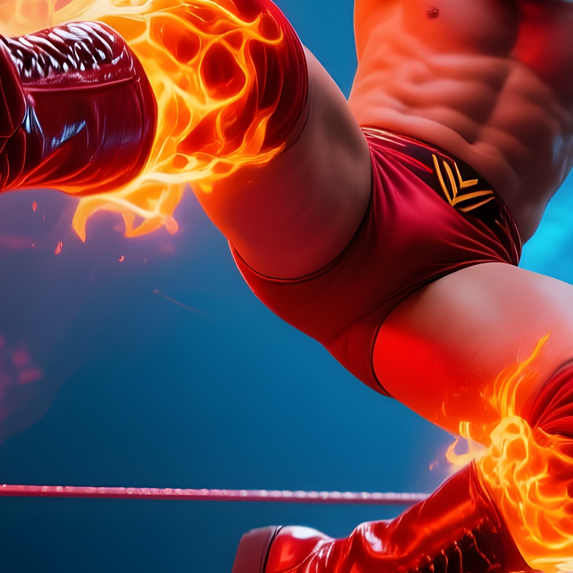 A Fantasy Wrestling Scene With El Fuego Loco Setting His Boots On Fire - Full Resolution Quality Preview