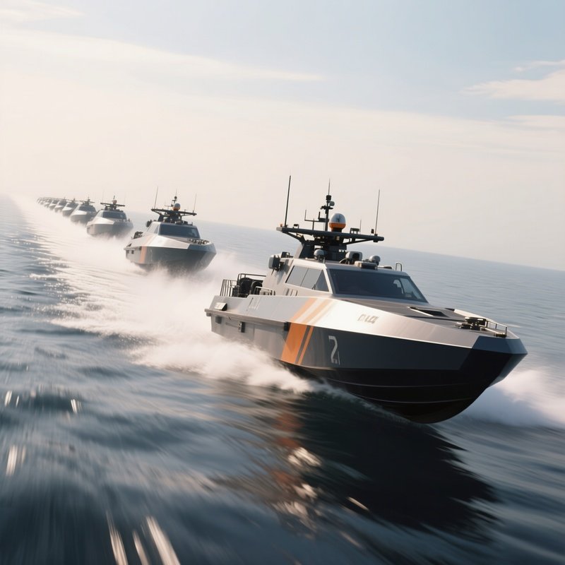 A Fast Patrol Craft Running In Parallel Formation
