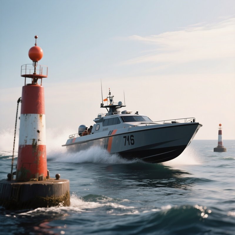 A Fast Patrol Craft Training Near Offshore Markers
