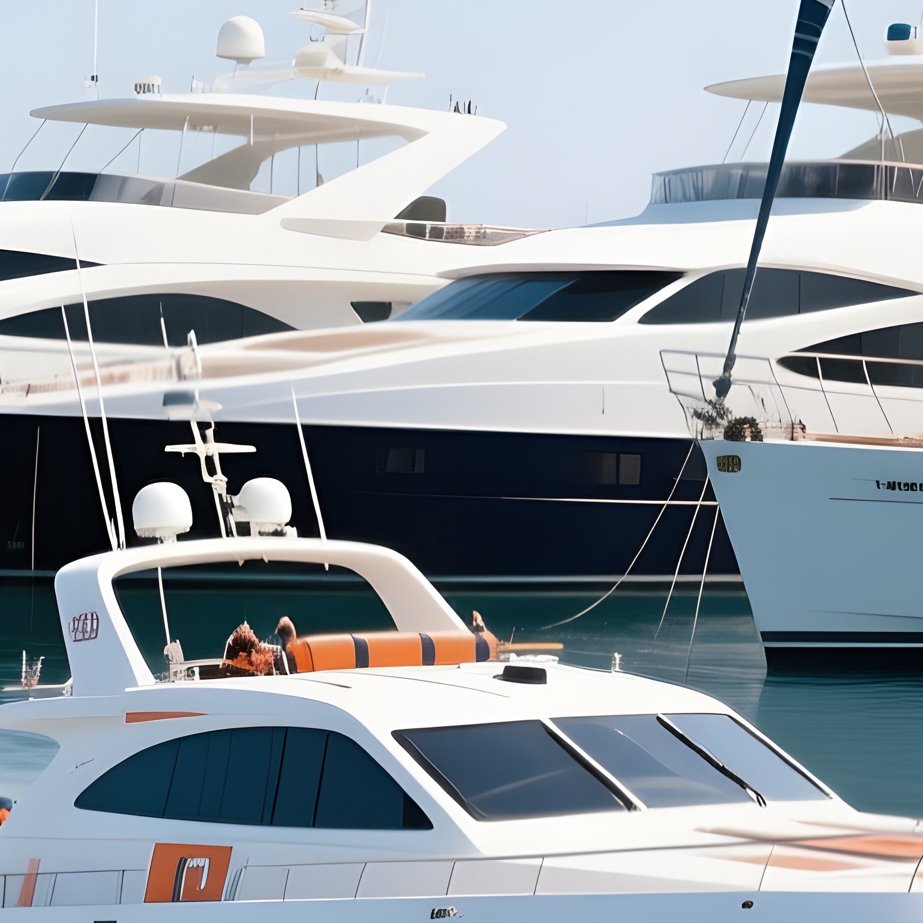 A Fast Rescue Craft Moving Between Anchored Yachts - Full Resolution Quality Preview