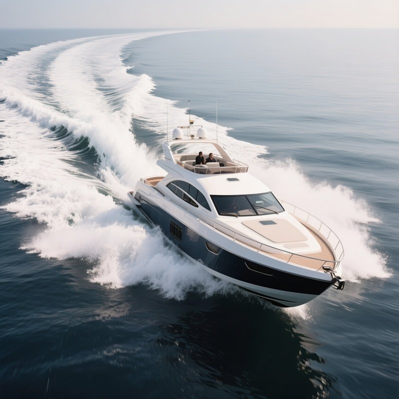 A Fast Sport Yacht Leaving A Trail Of White Foam Behind It