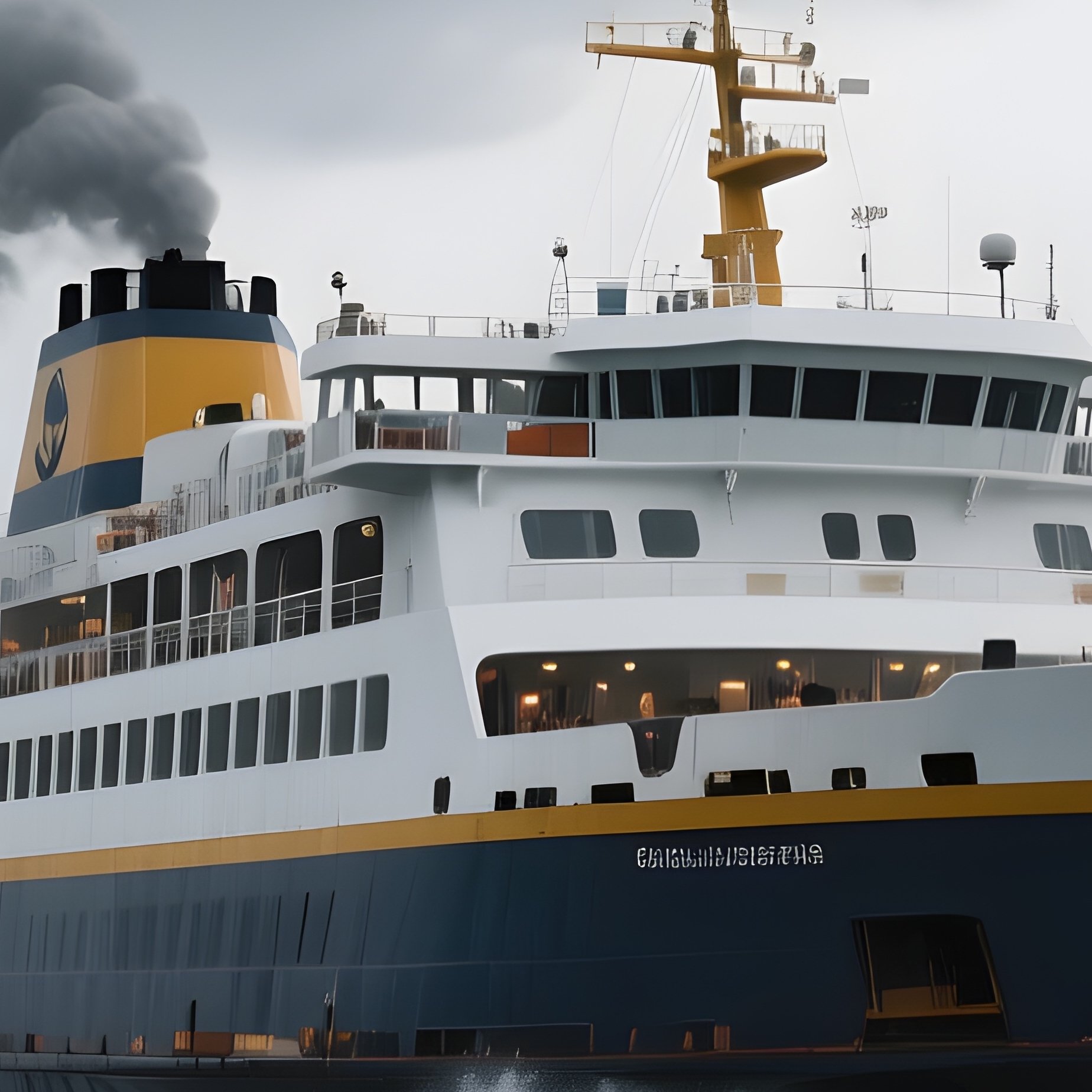 A Ferry Crossing Choppy Water Under Gray Storm Clouds - Full Resolution Quality Preview