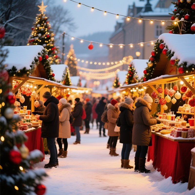 A Festive Christmas Market Scene Christmas Market Winter Scene