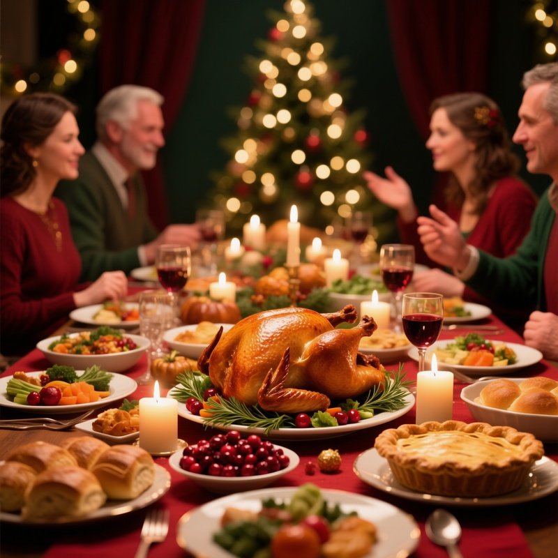 A Festive Dinner Table Setting Holiday Feast