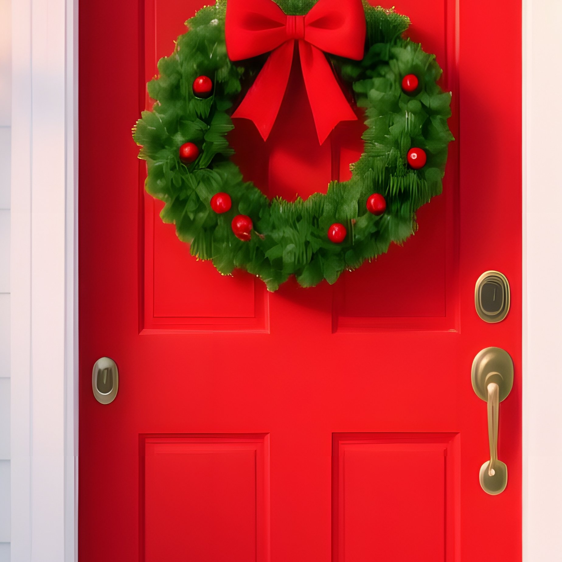 A Festive Entrance To A House During Winter Christmas Winter - Full Resolution Quality Preview