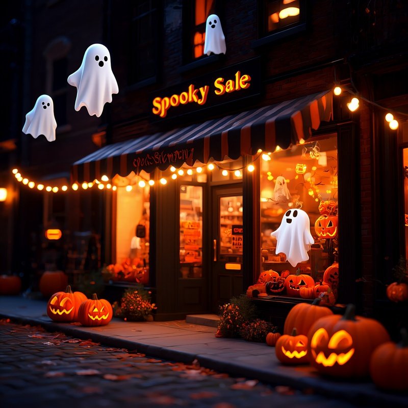 A Festive Halloween Scene At A Store Halloween Pumpkins