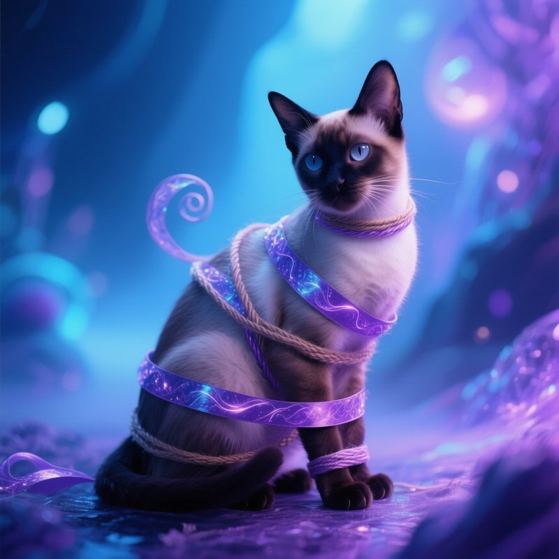 A Fictional Balinese Cat Tangled In String Ribbon Story