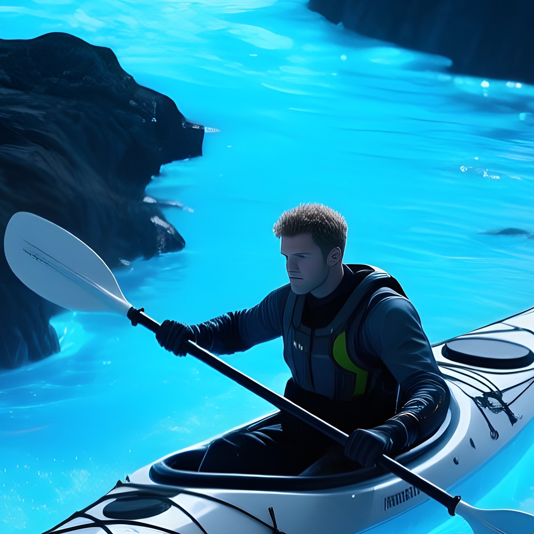 A Fictitious Kayaker Battling A Raging Lava River Science Fiction - Full Resolution Quality Preview