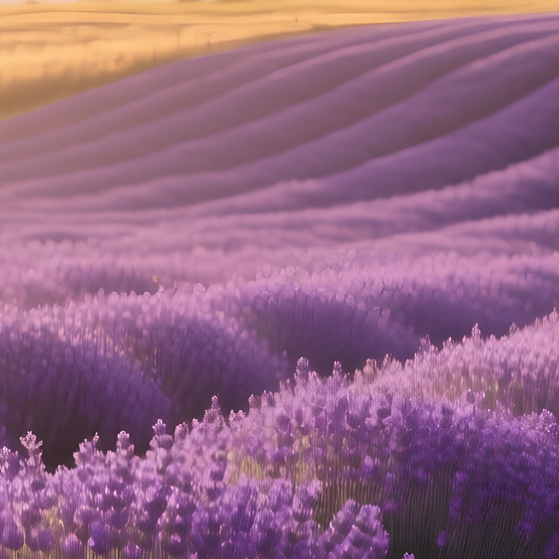A Field Of Lavender In Full Bloom During Late Summer, Violet Waves Stretching To Horizon, Soft - Full Resolution Quality Preview
