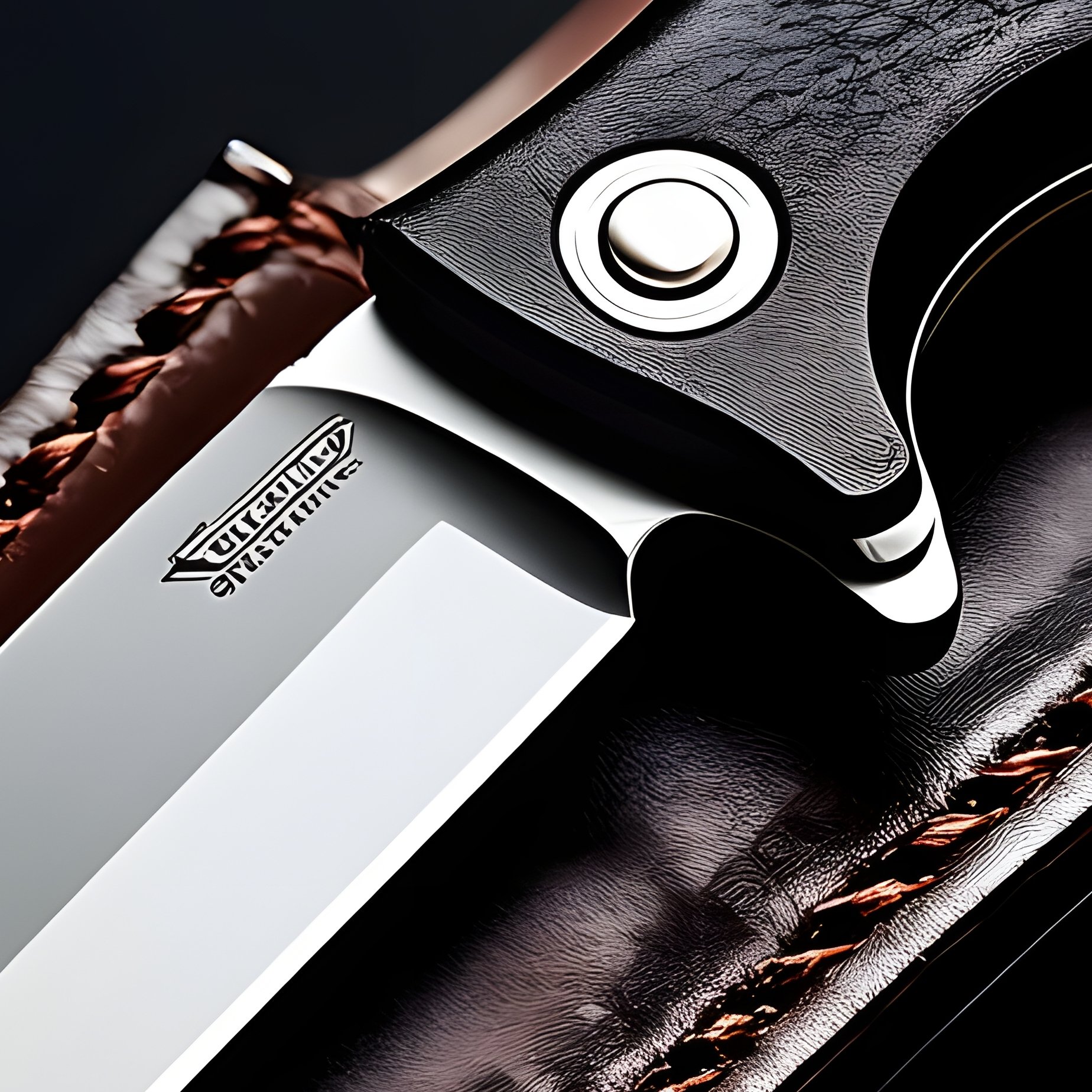 A Fighter Knife In Sheath - Full Resolution Quality Preview