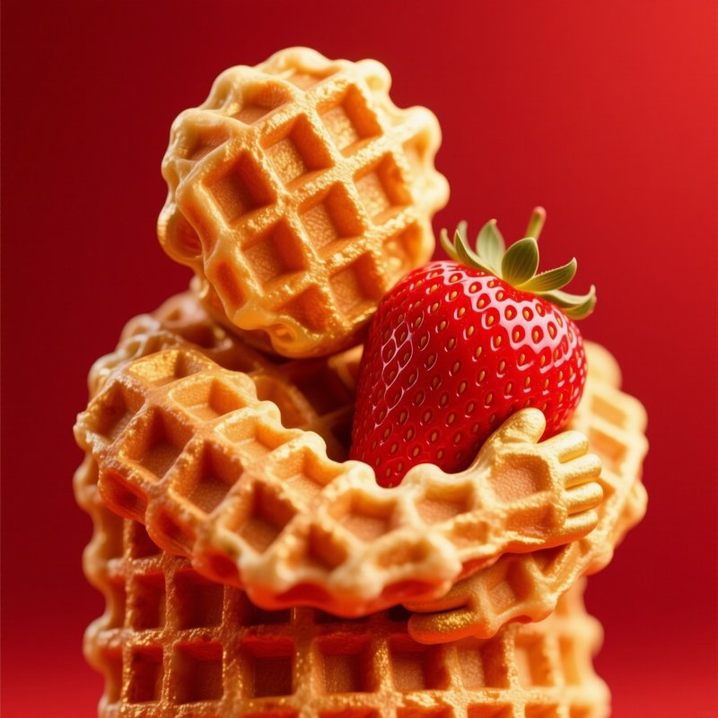 A Figurative Waffle Hugging A Strawberry