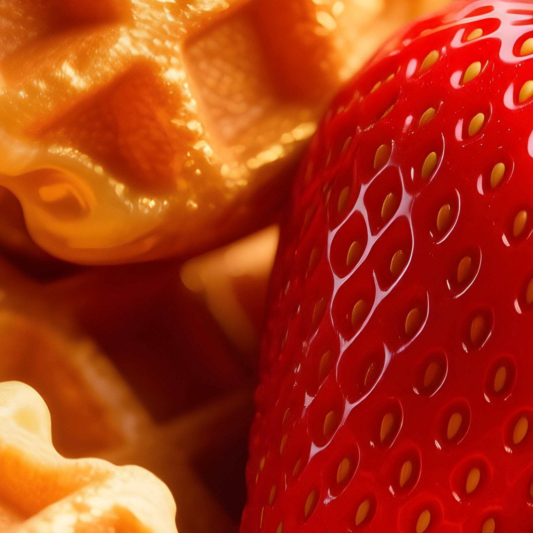 A Figurative Waffle Hugging A Strawberry - Full Resolution Quality Preview