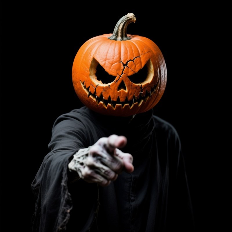 A Figure Wearing A Carved Pumpkin As A Head Halloween Pumpkin