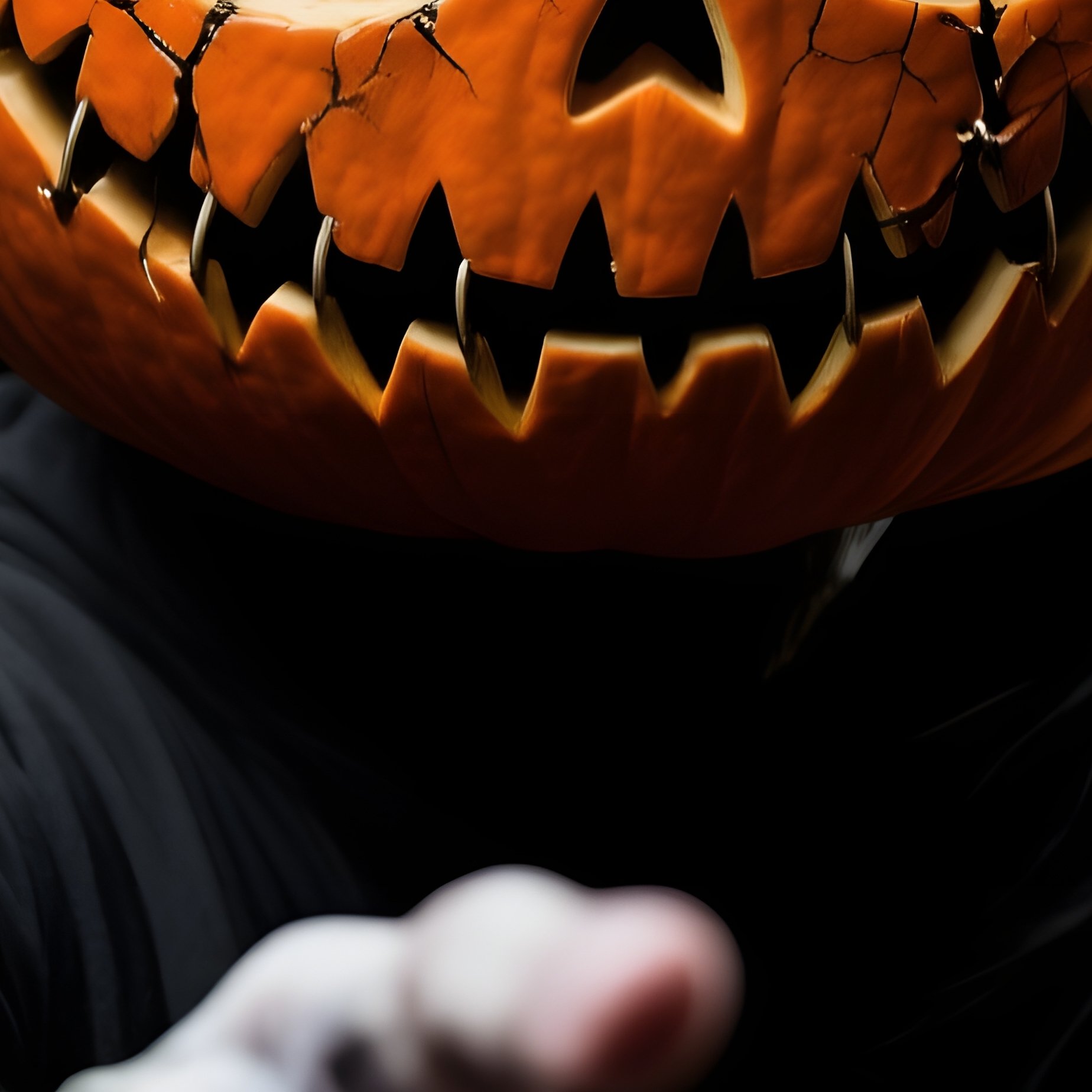A Figure Wearing A Carved Pumpkin As A Head Halloween Pumpkin - Full Resolution Quality Preview