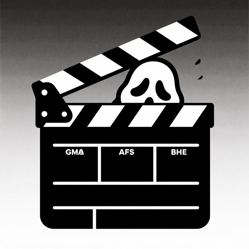 A Film Clapperboard With A Ghost Face Horror Film